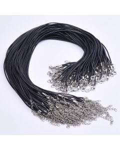 10/20/30pcs DIY 50cm Leather Rope Chain Necklace For Women Men Accessories Black Color Braided Adjustable Wax Cord Lobster Clasp