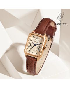 Fashion Retro Digital Dial Casual Watches Square Leather Strap Fashionable Clock Quartz Wristwatch for Women Gift