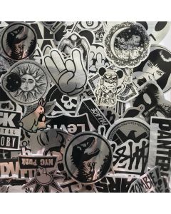 10/30/50/100PCS Imitating Metal Brand Logo Rock Band Stickers Graffiti Phone Guitar Laptop Cool PVC Waterproof Sticker Kids Toys