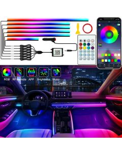 Universal Symphony Car Ambient Lights LED Interior RGB Streamer Atmosphere Lamp USB APP Control Remote for Tesla Model 3 Y S X