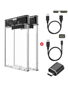 USB 3.0/Type C HDD Enclosure 2.5 inch SATA SSD External Hard Drive Case with 5Gbps Transfer Speed Clear Harddisk Boxs Tool-Free