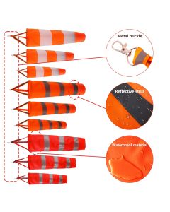 60/80/100cm Windsock Outdoor Wind Direction Measurement Reflective Belt Rip-stop Weather Vane for Airport Aviation Garden Farm