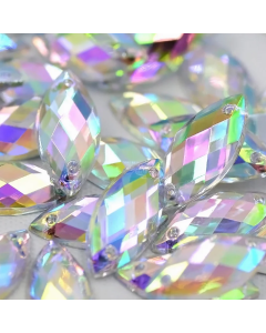 50 Horse Eye Hand Sewn Diamonds, AB Series 6 * 12mm Double Hole Acrylic Water Diamonds, Suitable for DIY Wedding/shoes