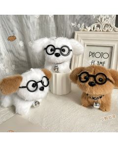 Cute pet puppy realistic plush doll bell kids toy kawaii plush puppy keychain christmas gift couple pendant bag bag ornaments