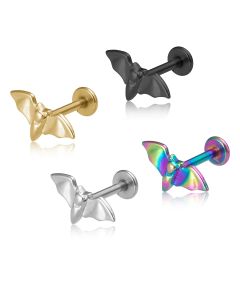 1pc Halloween Bat Labret Monroe Piercing Lip Ring Stud Stainless Steel Cartilage Tragus Helix Conch Piercing Earring Jewelry 16G