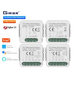 GIRIER Tuya ZigBee 3.0 Smart Switch Module No Neutral Wire Required Smart Home DIY Light Breaker Works with Alexa Google Home