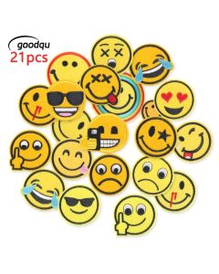 21 Pcs Lots Expression Cute Iron On Patches For Clothing Kids Embroidered Thermoadhesive Backpack Jacket Sew Parches Diy Fabric