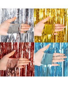 Cheap as a Party Metallic Tinsel Foil Fringe Curtains Backdrop for Birthday New Year Eve Party Photo Wedding Decor
