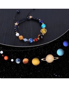 Cosmic Galaxy Solar System Bracelet for Women Men Natural Stone Star Beads Nine Planet Bracelet Adjustable Bangle Couple Jewelry