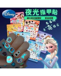 Disney Girls and Children's Nightglow Nail Stickers Ice and Snow Romance Princess Elsa Nail Stickers Cartoon Sticker Toys