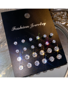 12 Pcs Zircon Earrings Set Briliant Shiny Stud Earrings for Women Simple Pearl Irregular Trendy Jewerly Accessories 2024 New