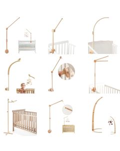 Baby Rattle Toy Bed Bell Bracket Wooden Mobile 0-12 Months Newborn Crochet Bed Bell Hanging Toys Holder Bracket Infant Crib Gift