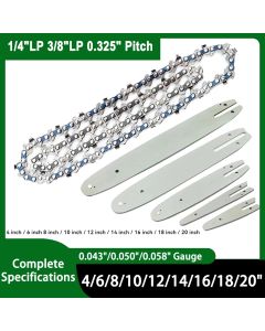 4/6/8/10/12/14/16/18/20 inch Chainsaw Chain Blade 1/4 3/8 325 Pitch 043 050 058 Gauge Electric Charging Saw Gasoline Chainsaw