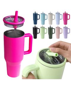 40oz Thermal Mug With Handle Insulated Long Straw Tumbler With Lids 304 Stainless Steel Coffee Tumbler Termos Cup for Travel Mug