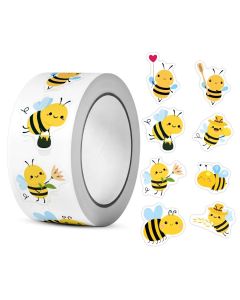 500 Pcs/roll Bee Stickers Teacher Reward Stickers Cute Animal Stickers School Supplies Incentives Roll Sticker Adhesive Labels