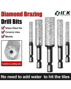 Drilling and Grinding Hexagonal Shank Diamond Drill Bit Hole Saw for Dry Ceramic Tile, Marble, Granite, and Porcelain 6-12mm