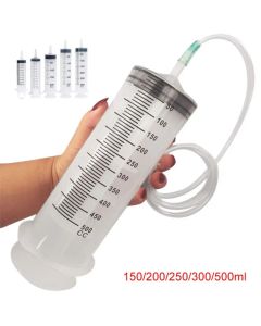 Syringe Large Capacity 100ml-550ml 100cm Hose Pump Plastic Nutrient Syringe For Pet Feeding Oil Glue Fluid Syringes