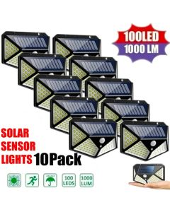 100 LED Solar Wall Lamp Wireless with Motion Sensor Human Waterproof Garden Decoration Spotlights Stairs Outdoor Wall Light