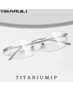 YIMARUILI Ultra-light Business Rimless Glasses Frame Men Super Light Luxury Pure Titanium Simple Women's Glasses Frames 233525WK
