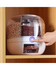 360 Degree Rotating Rice Dispenser Sealed Dry Cereal Grain Bucket Dispenser Moisture-proof Kitchen Food Container Storage Box
