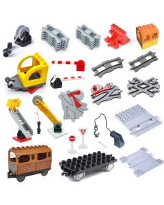 City Train Track Sets Assembly Railway Accessories Bricks Children Interactive Toys Big Size Building Blocks Compatible DuploED