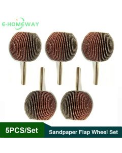 5PCS Spherical Sandpaper Flap Wheel 6mm(1/4") Shank 60-180 Grit Abrasive Rotary Tool Drills Accessories For Polishing Ball Shape