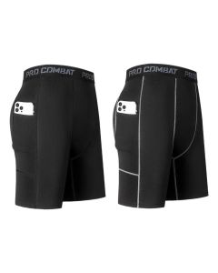 High Performance Men's Compression Shorts With Pocket - Quick Dry Breathable Stretchy Base Layer For Cycling Sports Gym