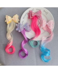 Bows Headbands Princess Hair Bands Ties Girls Colorful Wigs Unicorn Ponytail Hair Clips Headwear Braid Kids Gift Accessories