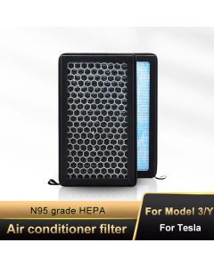 2pcs For Tesla Model 3 Model Y HEPA N95 Carbon Activated PM2.5 Cleaner Air Filter Conditioner Replacement Kit Car Accessories