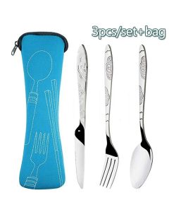 Picnic Set Tableware Washable with Zipper Travel Cutlery Kit Case Portable Pouch for Dinner Household Tool Travel Camping Spoon