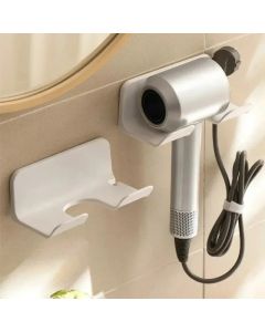 Hair Dryer Stand Holder Wall Mounted, ABS Punch Free Blow Dryer Holder Rack, Organizer For Hair Dryer, White ,Black