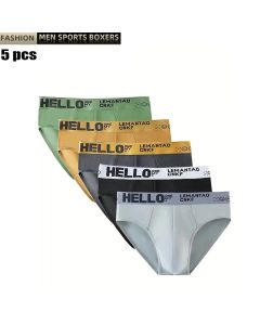 5Pcs Men's Underwear Summer Men Briefs Male Large Size Boy Comfortable Solid Underpants Fungi-Proofing Men Panties