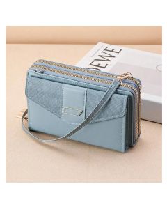 Women's Phone Bag Wallet Korean Multi Card Position Double Zipper Shoulder Crossbody Bag