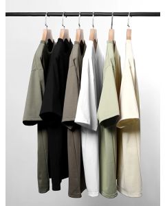 260GSM Summer T Shirt Men Korean Fashion Short Sleeve Loose Basic T-shirts Solid Tops Oversized Tee Unisex
