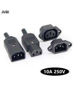 IEC320 10A 250V Black Male female docking Plug Connector  Rewireable C13 C14 Plug Rewirable Power Konektor 3 Pin AC Socket