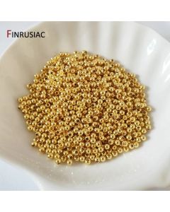14/18K Gold Plated Brass Round Ball Beads For Jewelry Making,2-6mm Loose Spacer Beads DIY Bracelet Necklace Making Accessories