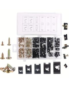 170Pcs Auto Car U-Clip U Nut and Screw Assortment Kit for Dash Door Panel Interior SAE