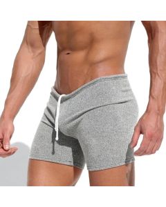 Summer Men Shorts Drawstring Elastic Waist Slim Fit Above Knee Length Solid Color Vacation Beach Sport Casual Men Short Pants