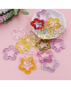10Pcs 30mm Acrylic Transparent Hollow Star Loose Beads DIY Jewelry Pendant Keychain Windbell Handmade Fashion Accessories