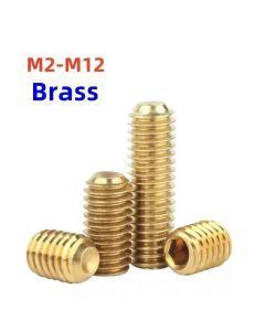M2 M2.5 M3 M4 M5 M6 M8 M10 M12 Brass Hex Socket Set Screw Cup Point Grub Screw Bolts Headless Allen Head Grub Bolt