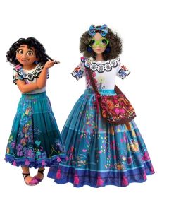 Mirabel Princess Dress For Girls Halloween Cosplay Encanto Costume Kids Birthday Gift Party Dress With Bag Girls Evening Dress