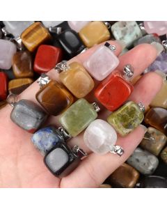 5pcs/Set Natural Stone Crystal Irregular Small Square Pendant Tiger Eye Quartz Charms for Jewelry Making DIY Necklace Earrings