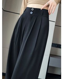 Elegant Wide Leg Pants Women Korean Style High Waist Black Baggy Pants Office Ladies Fashion Loose Suit Trousers Streetwear