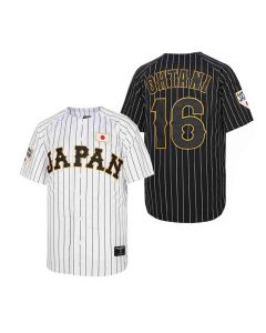 Baseball jersey Japan 16 OHTANI Sewing embroidery cheap High-quality Outdoor sportswear WHITE Black stripe SAMURAI