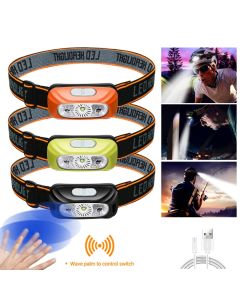 Mini Rechargeable Powerful Sensor Headlamp Fishing Camping USB Head Flashlight COB LED Head Light Torch Headlights Front Lantern