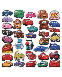34-36Pcs Mix Cars Luigi Ramone Lightning McQueen PVC Shoe Charms Kids Popular Garden Shoes Buckle Decorations Fit Birthday Gifts