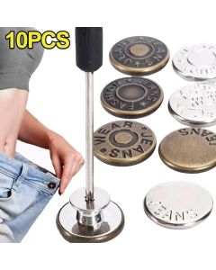 10Pcs/pack Jeans Waist Buttons 17mm Nail Free Adjustable Waist Extenders Buttons Detachable Clothing Pants Waist Buckle