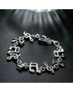 Hot fine musical note chain 925 Sterling Silver Bracelets for women Wedding party girl student Christmas Gifts fashion Jewelry