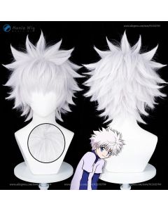 Anime Killua Zoldyck Cosplay Wig 30cm Short Silver White Wig Heat Resistant Synthetic Hair Party Wigs + Wig Cap