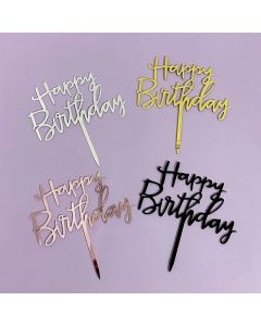 Black Gold Acrylic Happy Birthday Cake Topper Adult Kids Birthday Party Cake Topper Baby Shower Dessert Decoration Cake Flag